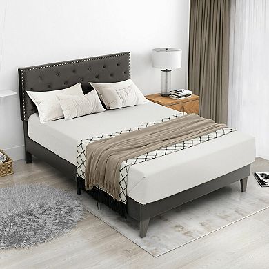 Upholstered Platform Bed With Tufted Headboard