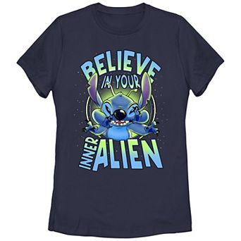 Disney's Lilo & Stitch Women's Believe In Your Inner Alien Stitch Tee