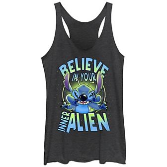 Disney's Lilo & Stitch Women's Believe In Your Inner Alien Stitch Tri-Blend Racerback Tank Top