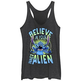 Disney's Lilo & Stitch Women's Believe In Your Inner Alien Stitch Tri-Blend Racerback Tank Top