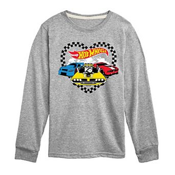 Boys 8-20 Hot Wheels Race Flag Heart Long Sleeve Graphic Tee
