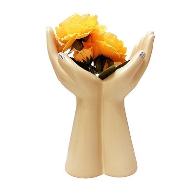 Sonoma Goods For Life Plaid Ceramic Hands Vase Table Decor
