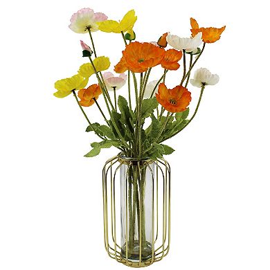 Sonoma Goods For Life Poppies in Metal and Glass Vase Floor Decor