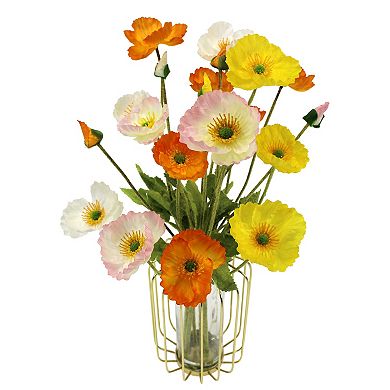 Sonoma Goods For Life Poppies in Metal and Glass Vase Floor Decor