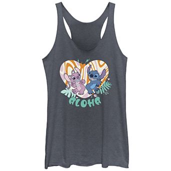 Disney's Lilo & Stitch Juniors' Groovy Heart Angel & Stitch Racerback Tank Top