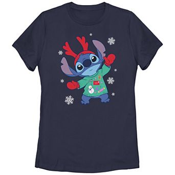 Disney's Lilo & Stitch Juniors' Christmas Sweater Stitch Graphic Tee