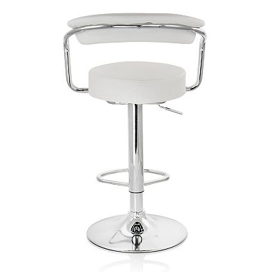 Elama 2 Piece Faux Leather Retro Adjustable Bar Stool in Black with Chrome Handles and Base