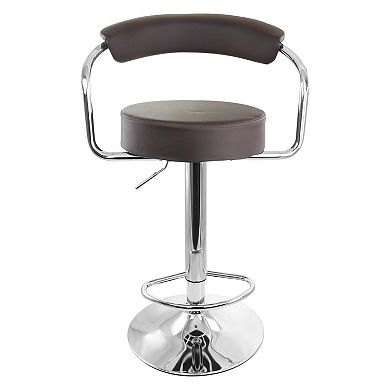 Elama 2 Piece Faux Leather Retro Adjustable Bar Stool in Black with Chrome Handles and Base