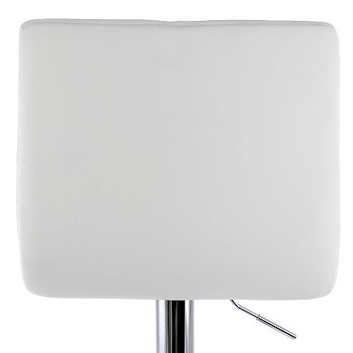 Elama 2 Piece Adjustable Diamond Tufted Faux Leather Bar Stool in Black with Chrome Base