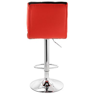 Elama 2 Piece Adjustable Faux Leather Two Toned Bar Stool in Black and Red