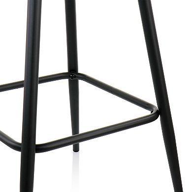 Elama 2 Piece Faux Leather Bar Chair in Green with Metal Legs