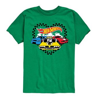 Boys 8-20 Hot Wheels Race Flag Heart Graphic Tee