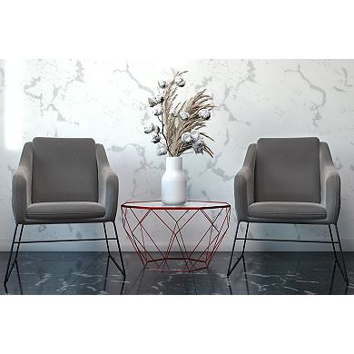 LeisureMod Malibu Modern 23" Octagon Glass Top Side Accent Table Metal Geometry Base