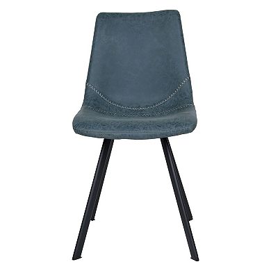 LeisureMod Markley Modern Leather Dining Chair With Metal Legs Set of 2