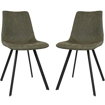 LeisureMod Markley Modern Leather Dining Chair With Metal Legs Set of 2