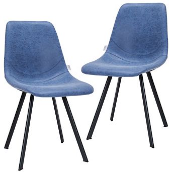 LeisureMod Markley Modern Leather Dining Chair With Metal Legs Set of 2