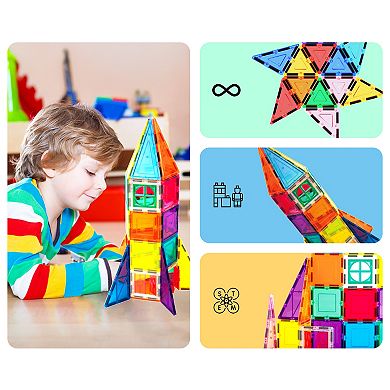 PicassoTiles 36 PC Rocket Set, Magnetic Tiles, Magnetic Building Blocks for Kids, Magnet for Kids 3+