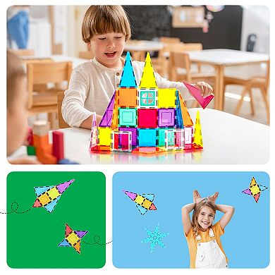 PicassoTiles 36 PC Rocket Set, Magnetic Tiles, Magnetic Building Blocks for Kids, Magnet for Kids 3+