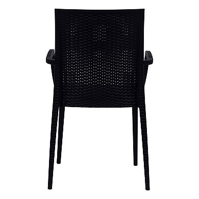 LeisureMod Weave Mace Indoor/Outdoor Chair (With Arms), Set of 2