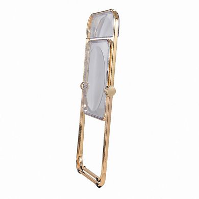 LeisureMod Lawrence Acrylic Folding Chair With Gold Metal Frame