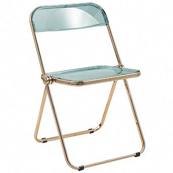 LeisureMod Lawrence Acrylic Folding Chair With Gold Metal Frame