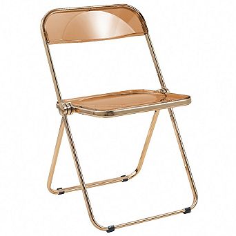 LeisureMod Lawrence Acrylic Folding Chair With Gold Metal Frame
