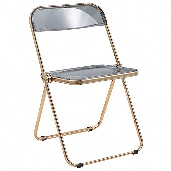 LeisureMod Lawrence Acrylic Folding Chair With Gold Metal Frame