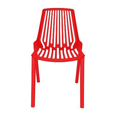 LeisureMod Acken Mid-Century Modern Plastic Dining Chair, Set of 4