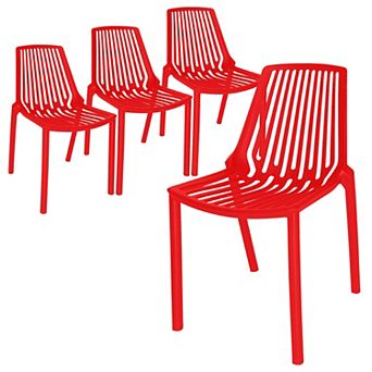 LeisureMod Acken Mid-Century Modern Plastic Dining Chair, Set of 4