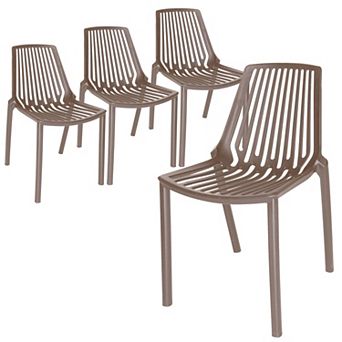 LeisureMod Acken Mid-Century Modern Plastic Dining Chair, Set of 4