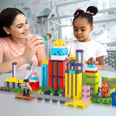 PicassoTiles 4 PC City Builder Character Figure Set, Magnetic Tiles Building Blocks for Kids 3+