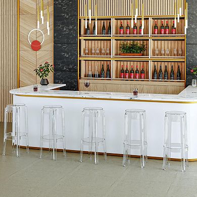 LeisureMod Averill Modern Plastic BarStool with Sturdy Seat and Legs for Kitchen and Dining Room