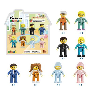 PicassoTiles 8 Piece Family Character Figure Set PTA11