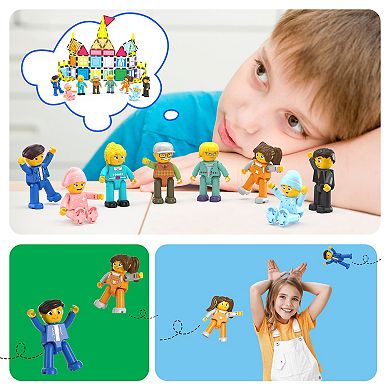 PicassoTiles 8 Piece Family Character Figure Set PTA11