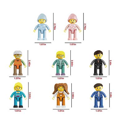 PicassoTiles 8 Piece Family Character Figure Set PTA11