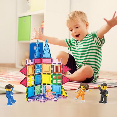 PicassoTiles 8 Piece Family, STEM Toy Magnetic Tiles, Building Blocks for Kids Age 3 & Up, PTA11