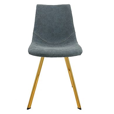 LeisureMod Markley Modern Leather Dining Chair With Gold Legs