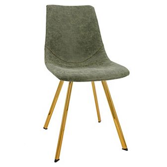 LeisureMod Markley Modern Leather Dining Chair With Gold Legs