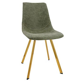 LeisureMod Markley Modern Leather Dining Chair With Gold Legs