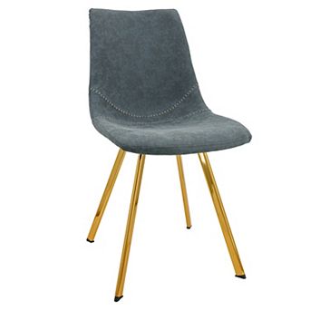 LeisureMod Markley Modern Leather Dining Chair With Gold Legs
