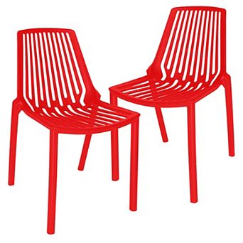 LeisureMod Acken Mid-Century Modern Plastic Dining Chair, Set of 2