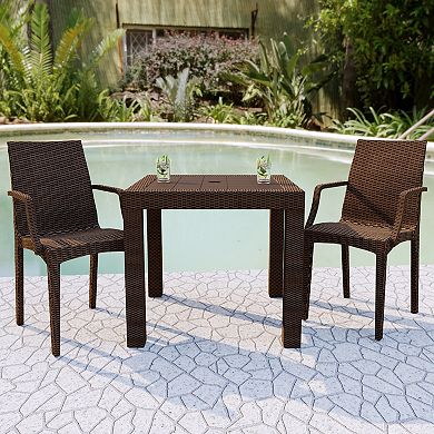 LeisureMod Weave Mace Indoor/Outdoor Chair (With Arms)
