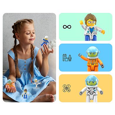 PicassoTiles 4 PC Astronaut Character Set,Magnetic Tiles Building Blocks for Kids 3+