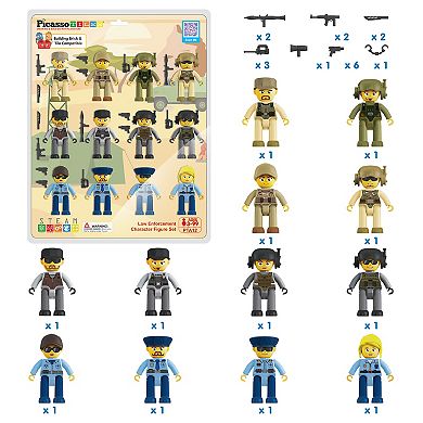 PicassoTiles 12 PC Law Enforcement Character Figure Set for Kids 3+