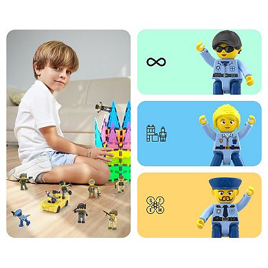 PicassoTiles 12 PC Law Enforcement Character Figure Set for Kids 3+