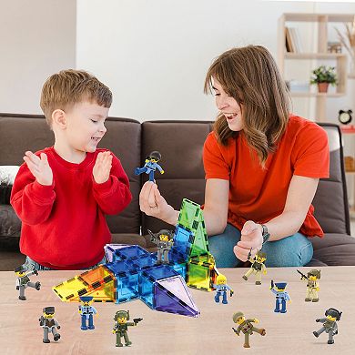 PicassoTiles 12 PC Law Enforcement Character Figure Set for Kids 3+