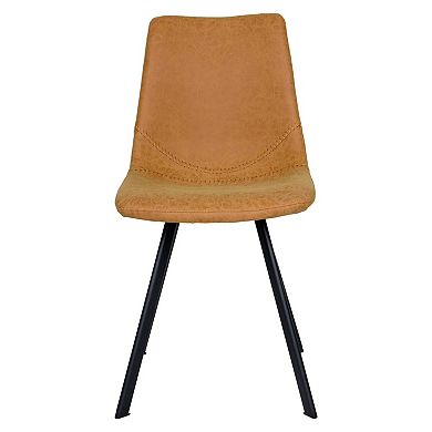 LeisureMod Markley Modern Leather Dining Chair With Metal Legs