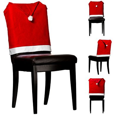 Lexi Home 4-Piece Christmas Holiday Santa Hat Chair Covers Set