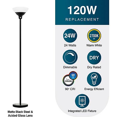 Torchiere 69in. Tall LED Floor Lamp, Matte Black