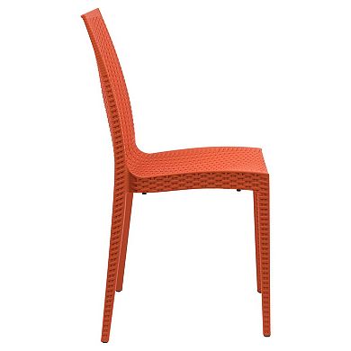 LeisureMod Weave Mace Indoor/Outdoor Dining Chair (Armless), Set of 4
